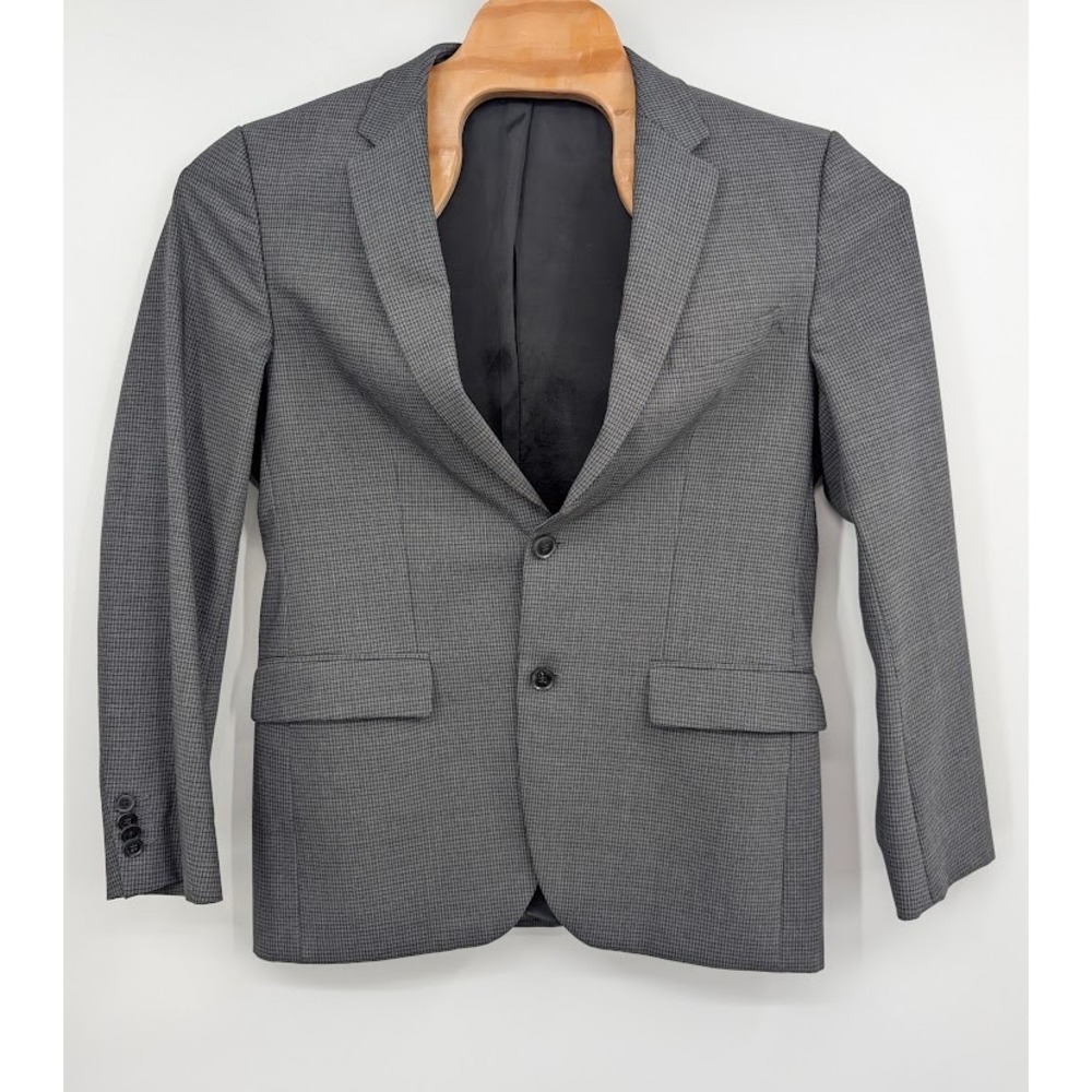 Hugo Boss Men's The Grand/Central US Wool Stretch Suit Gray Houndstooth sz 38 R